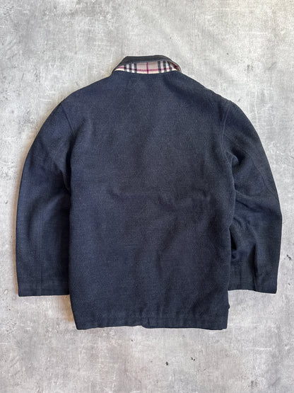 Burberry Grey Lana Wool Cord Collar Button Chore Jacket