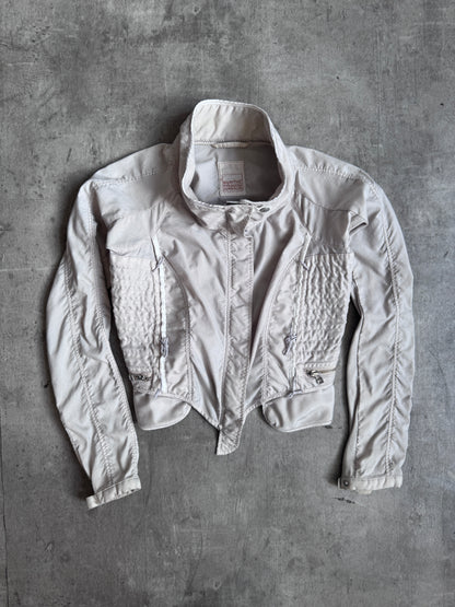 2000's Marithe Francois Girbaud Quilted Ruched Sleeve Cropped Jacket