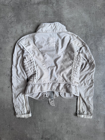 2000's Marithe Francois Girbaud Quilted Ruched Sleeve Cropped Jacket