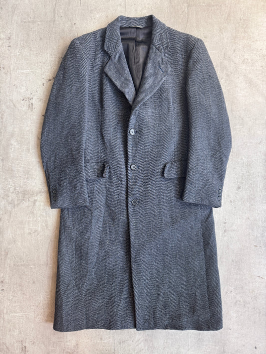 Christian Dior Monsieur Sport Pure Wool Double Breasted Grey Herringbone Tweed Coat