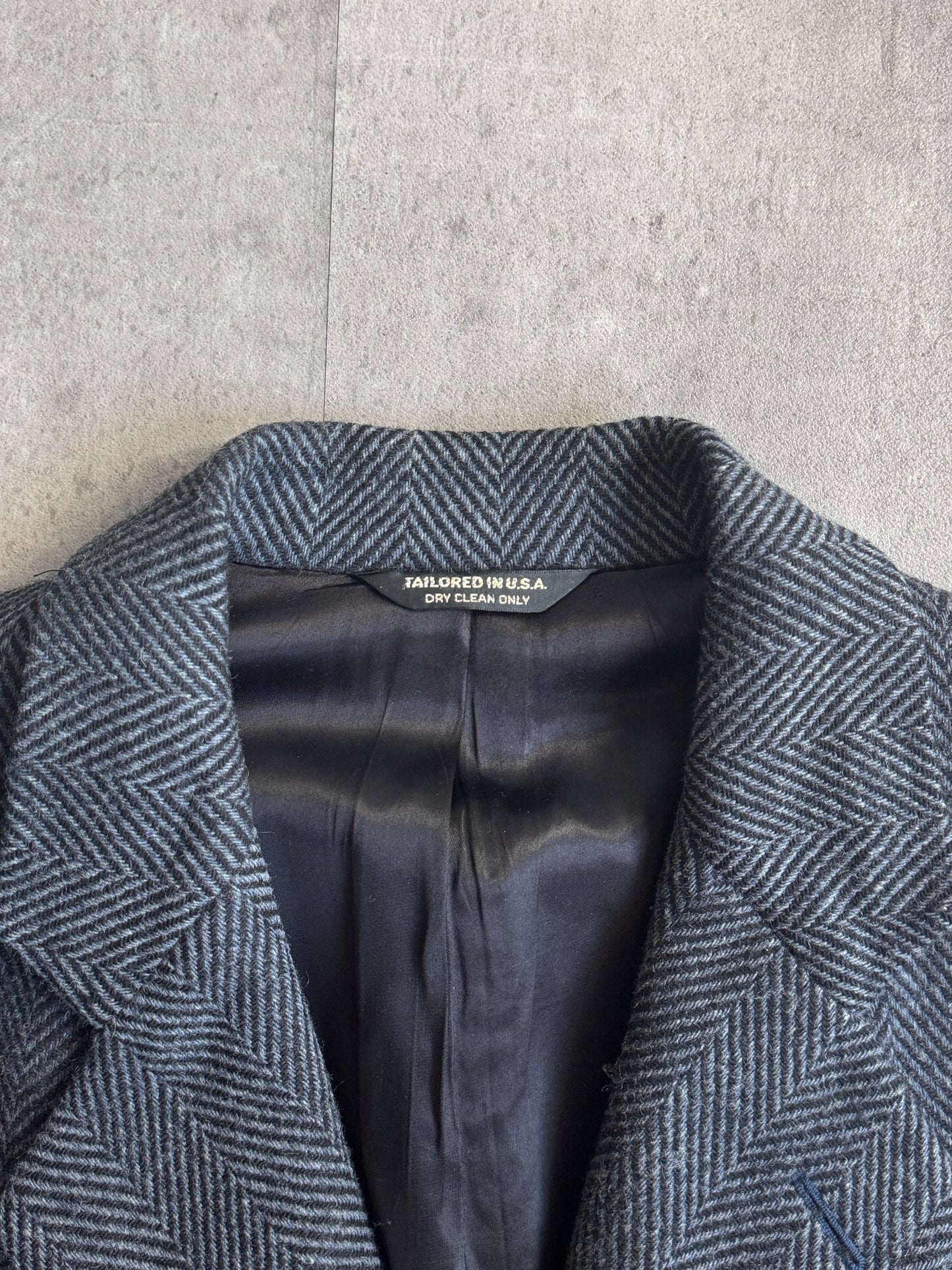 Christian Dior Monsieur Sport Pure Wool Double Breasted Grey Herringbone Tweed Coat