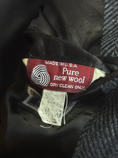 Christian Dior Monsieur Sport Pure Wool Double Breasted Grey Herringbone Tweed Coat