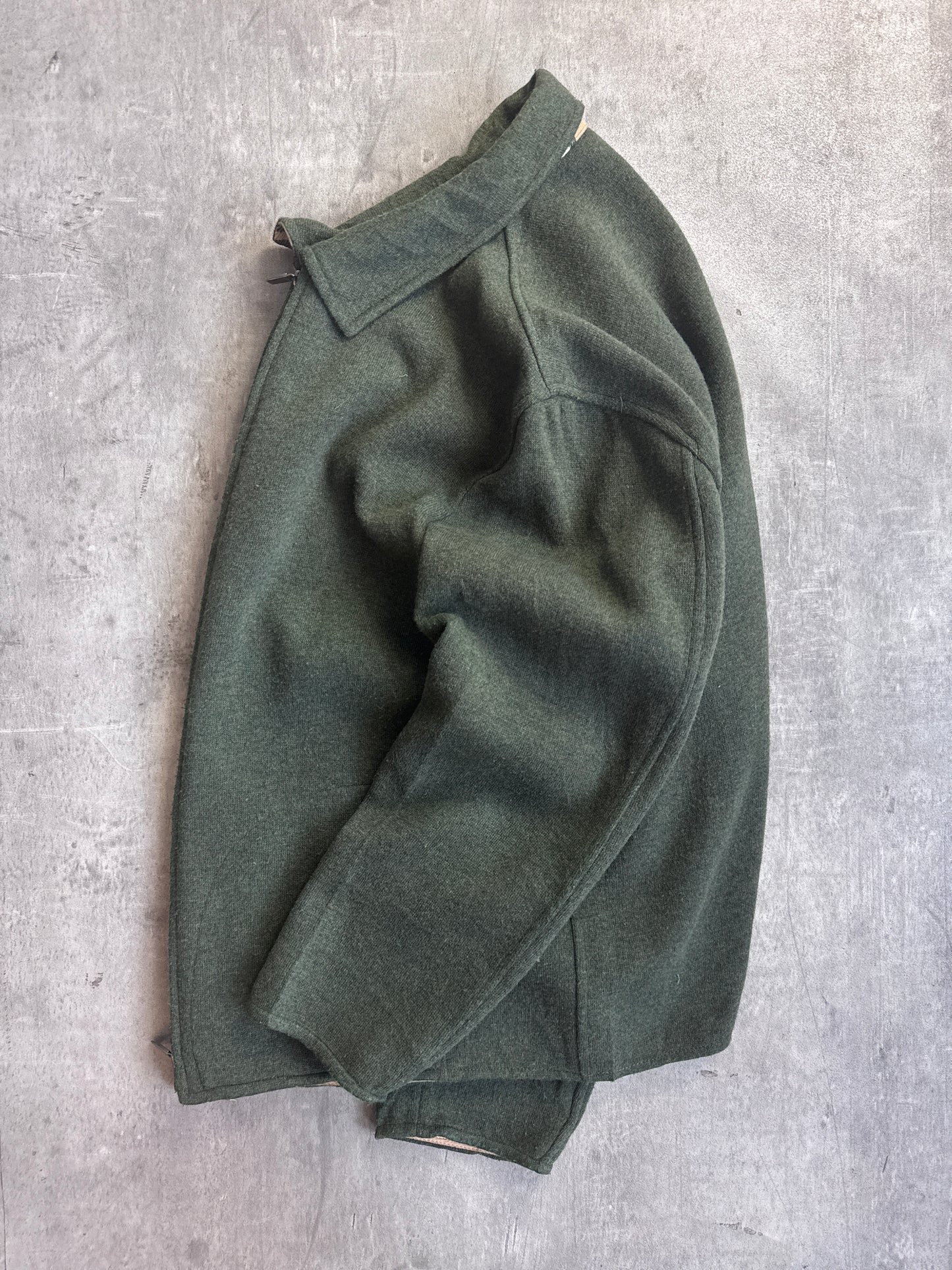 Burberry Bottle Green Lana Wool Blend Nova Check Lined Dual Zip Over Shirt