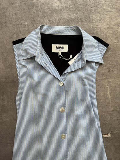 Maison Margiela MM6 Blue Pinstripe Panelled Sleeveless dress