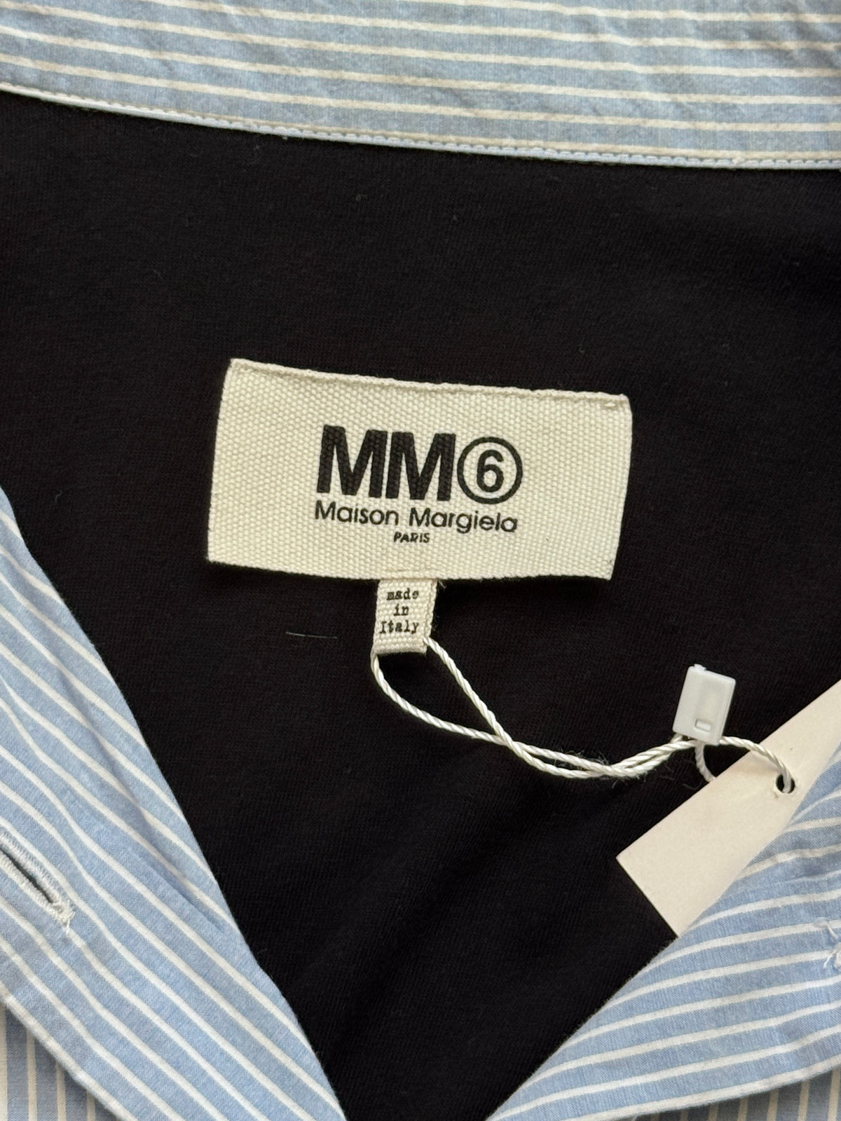 Maison Margiela MM6 Blue Pinstripe Panelled Sleeveless dress