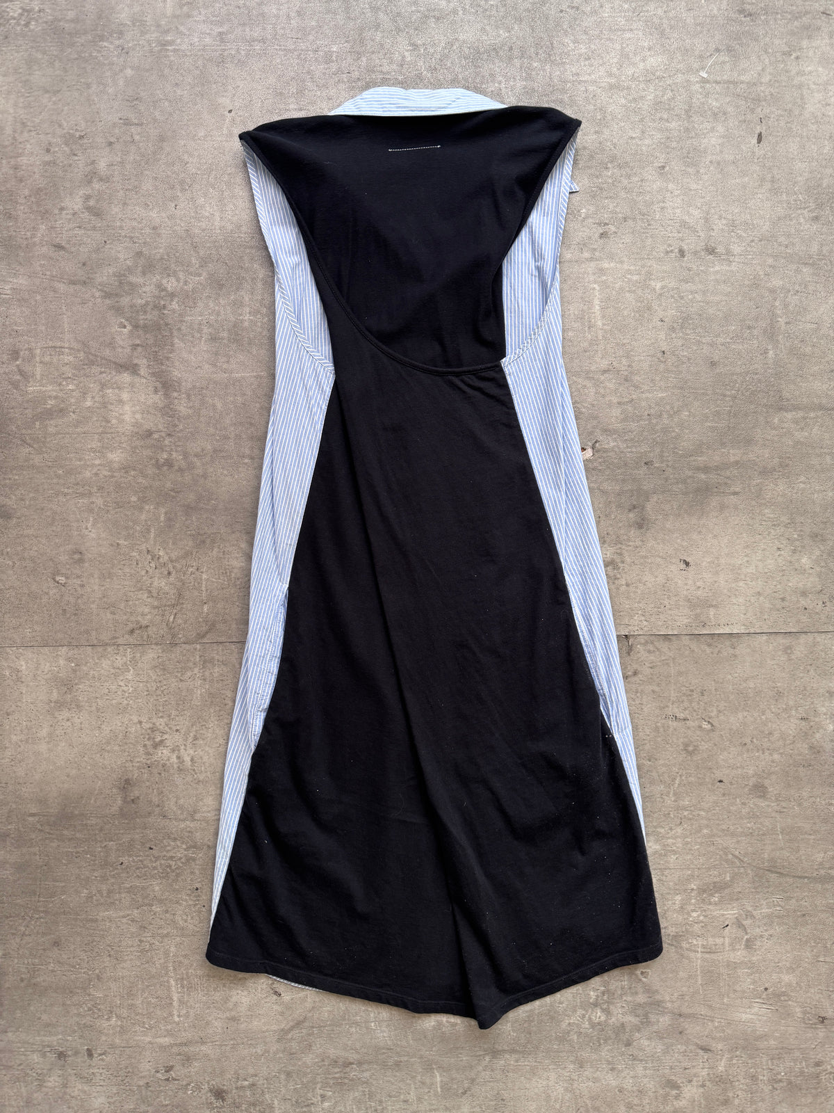 Maison Margiela MM6 Blue Pinstripe Panelled Sleeveless dress
