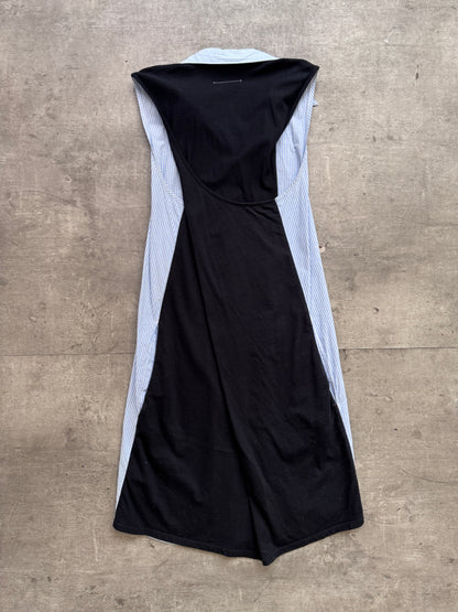 Maison Margiela MM6 Blue Pinstripe Panelled Sleeveless dress