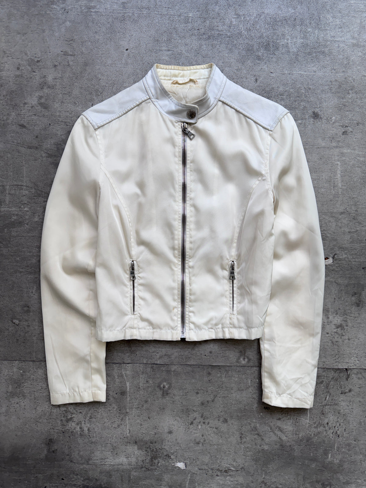 00's Prada Sport Cream Nylon/Leather Jacket