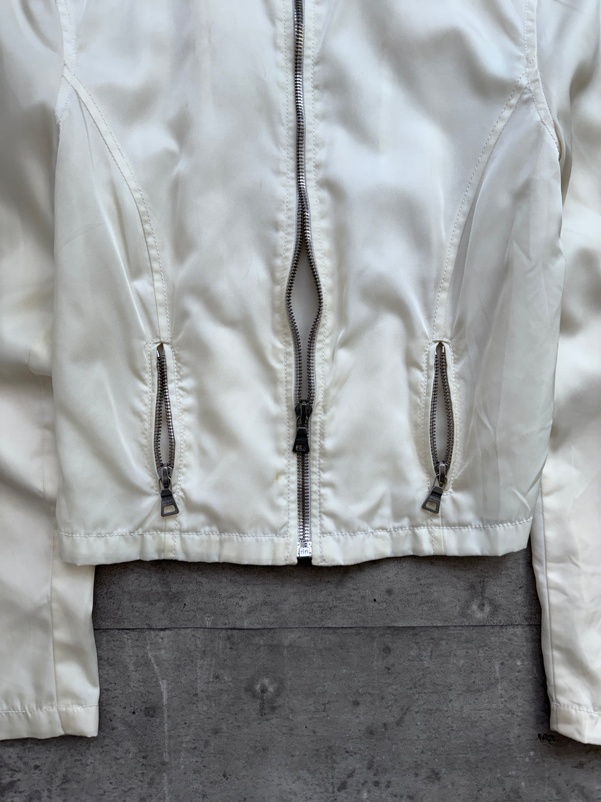 00's Prada Sport Cream Nylon/Leather Jacket