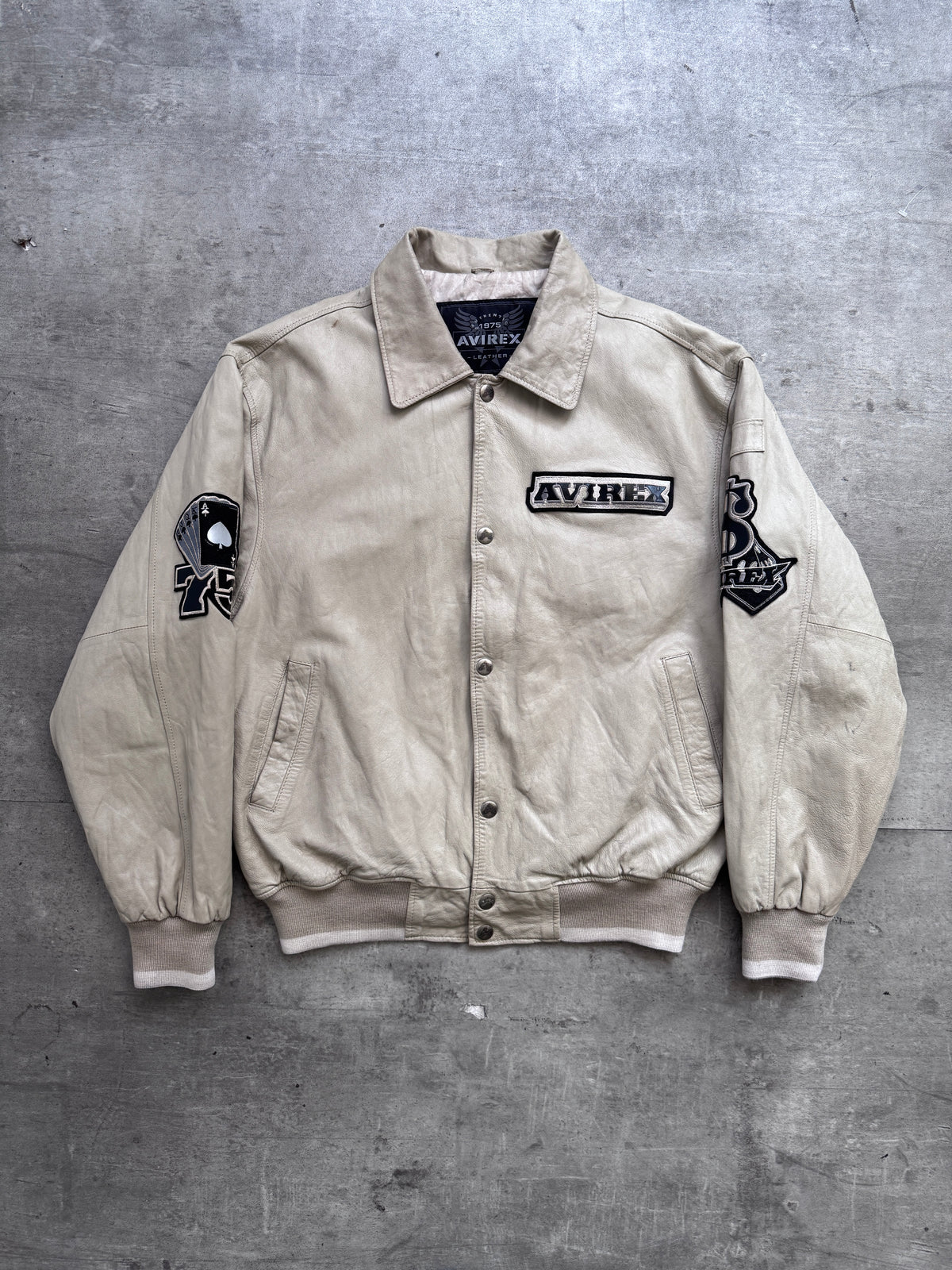 2002 Avirex Hi-Roller Grey Leather Jacket (sold as seen)