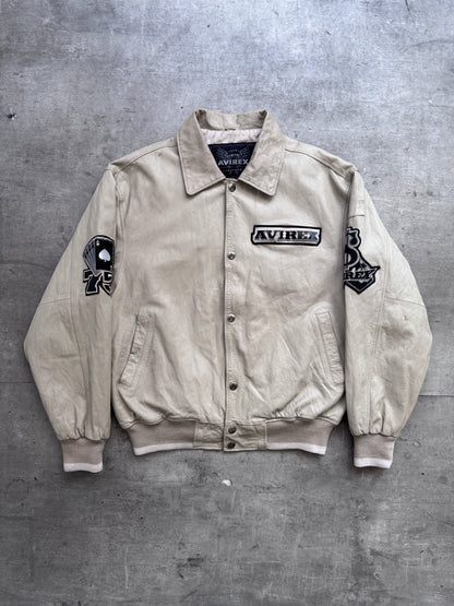 2002 Avirex Hi-Roller Grey Leather Jacket (sold as seen)