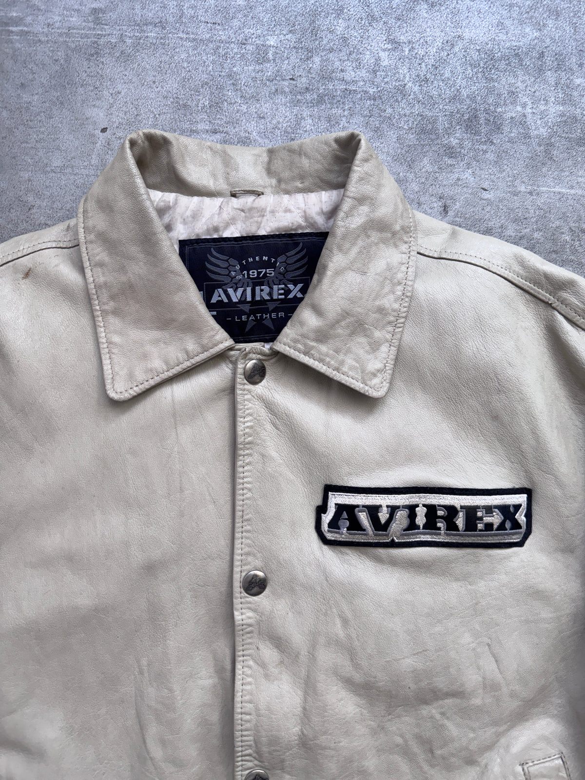 2002 Avirex Hi-Roller Grey Leather Jacket (sold as seen)