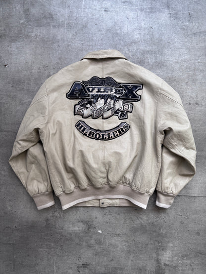 2002 Avirex Hi-Roller Grey Leather Jacket (sold as seen)
