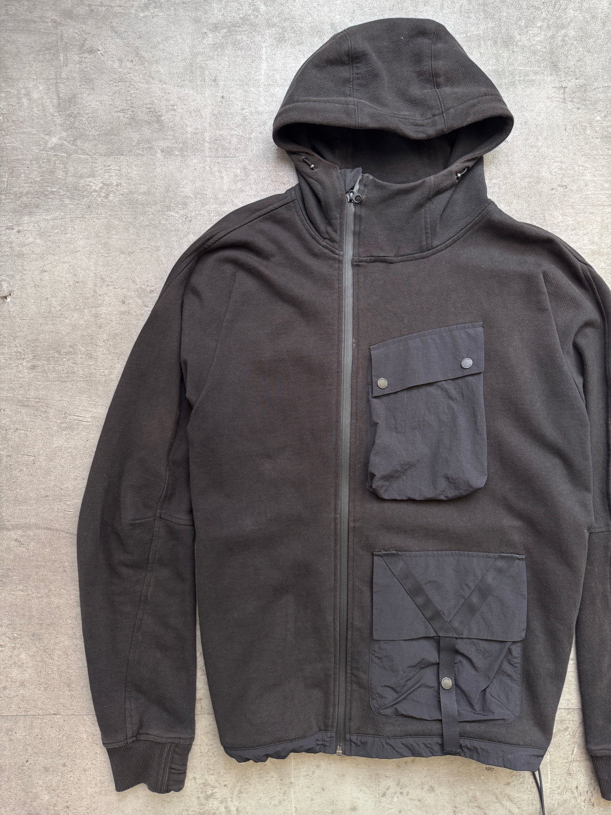 Maharishi Year Of The Dragon Black Tech Pocket Asymmetric Hoodie