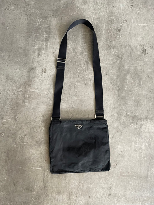 Prada Logo Plaque Nylon Crossbody Bag