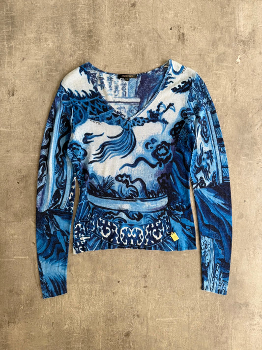 F/W 2005 Roberto Cavalli Chinoiserie Dragon Print LS Tee