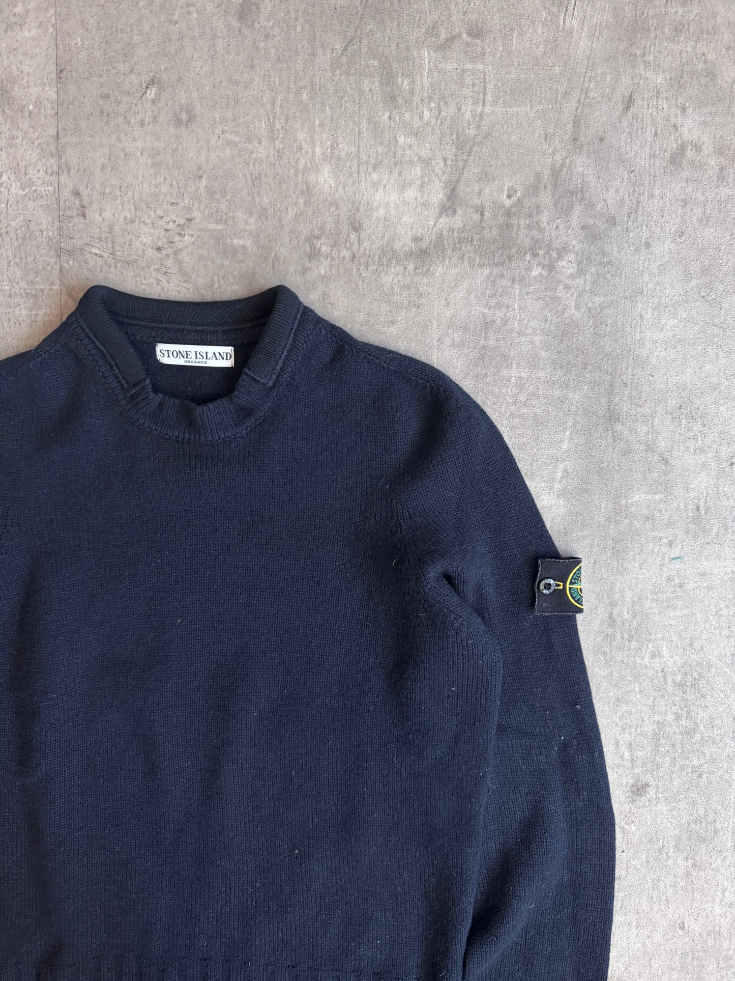 A/W 2006 Stone Island Navy Tonal Knit Sweater