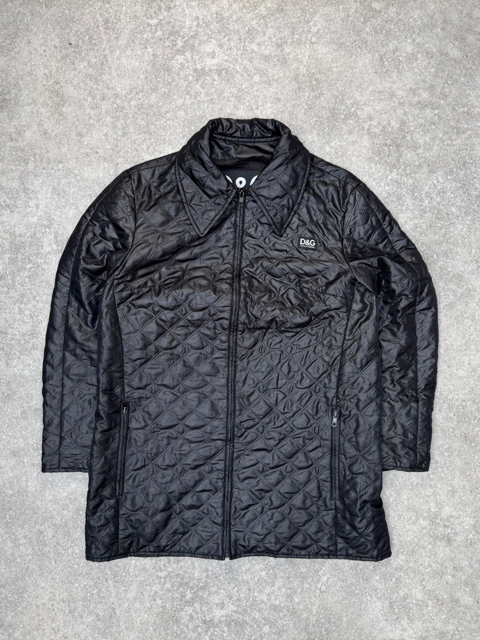 D&G Logo Quilted Black Mid Length Jacket