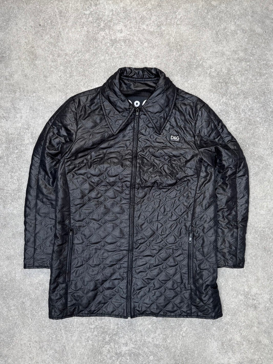 D&G Logo Quilted Black Mid Length Jacket