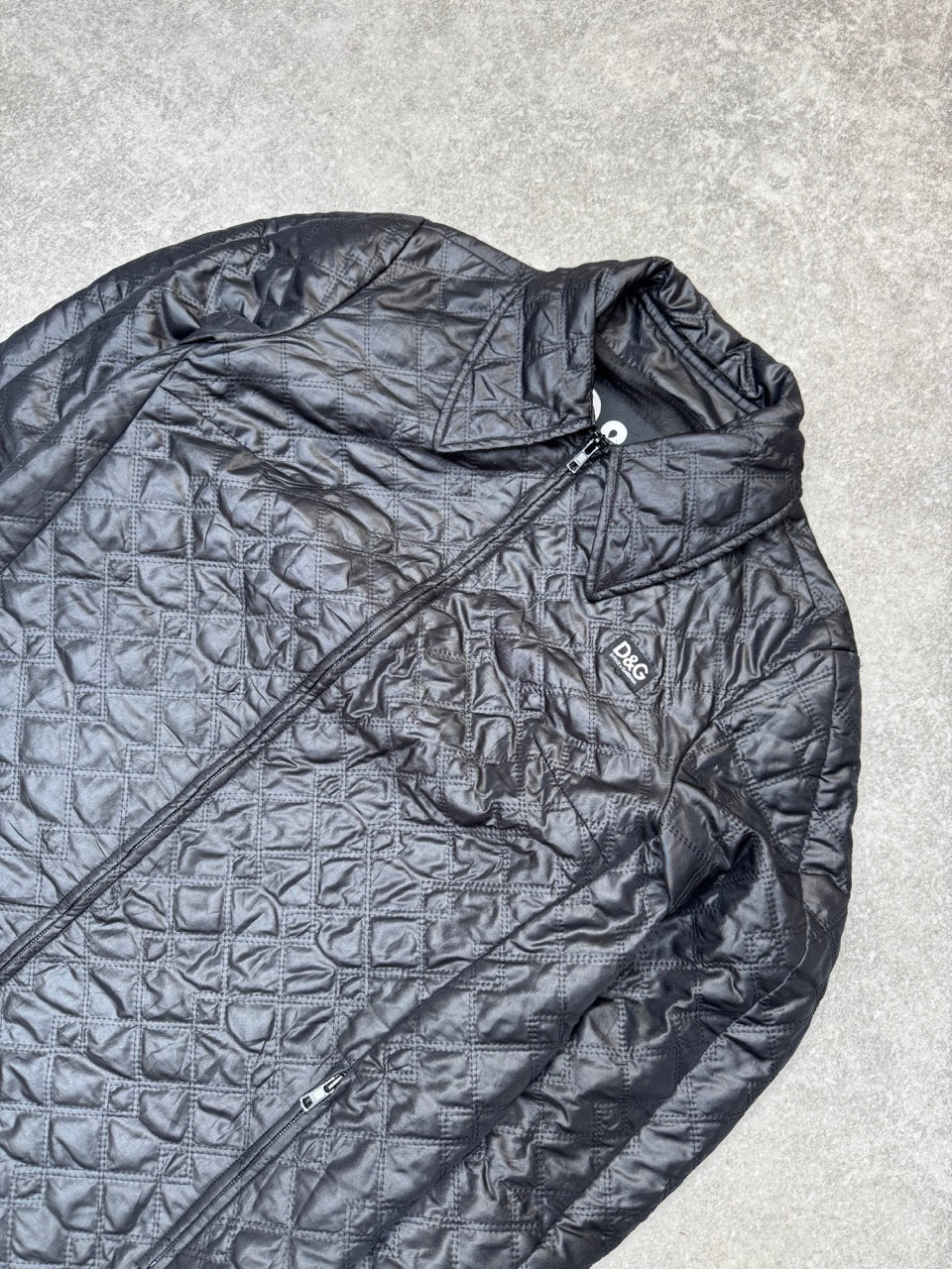 D&G Logo Quilted Black Mid Length Jacket