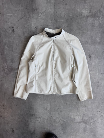 Prada Sport Dot Detail Cream Nylon Moto Jacket