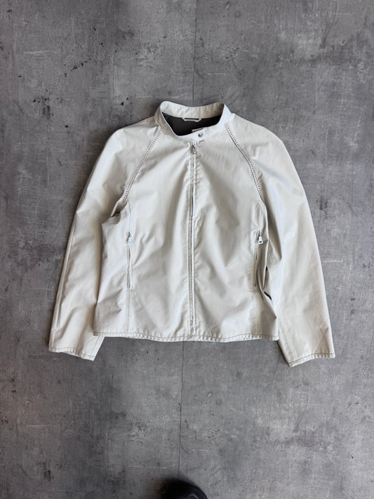 Prada Sport Dot Detail Cream Nylon Moto Jacket