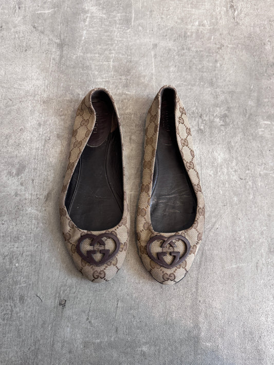 Gucci Monogram Ballerina Flats (UK4.5)