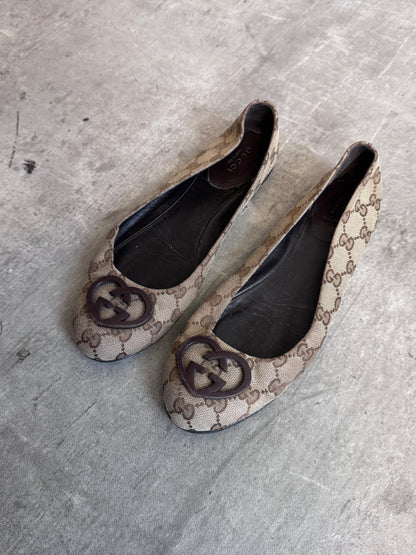 Gucci Monogram Ballerina Flats (UK4.5)