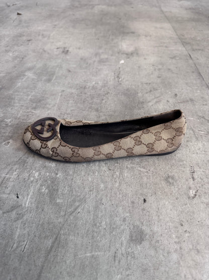Gucci Monogram Ballerina Flats (UK4.5)