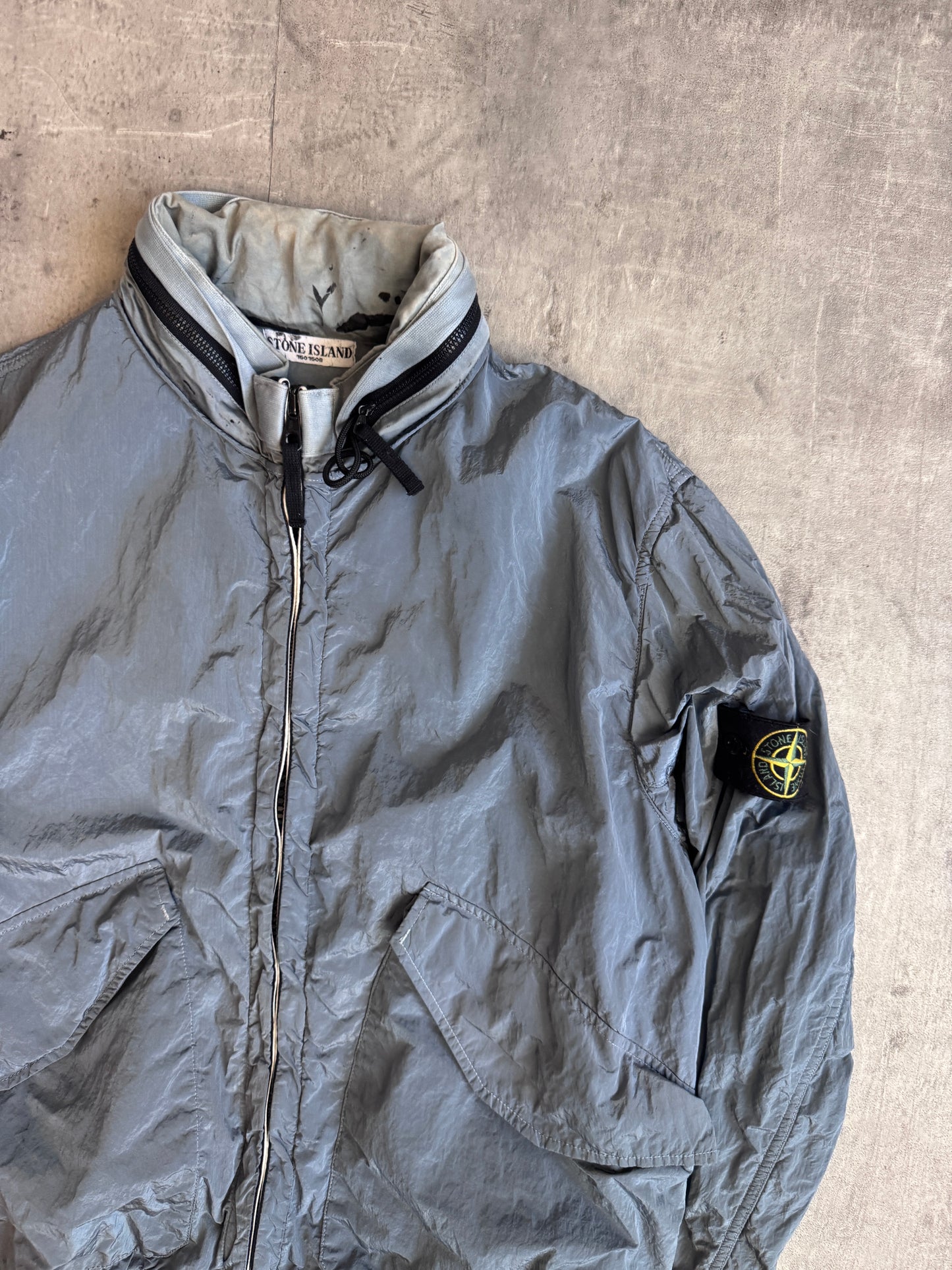 S/S 2009 Stone Island Grey Blue Nylon Metal Hooded Blouson