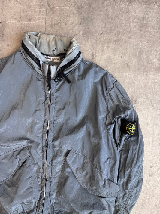 S/S 2009 Stone Island Grey Blue Nylon Metal Hooded Blouson