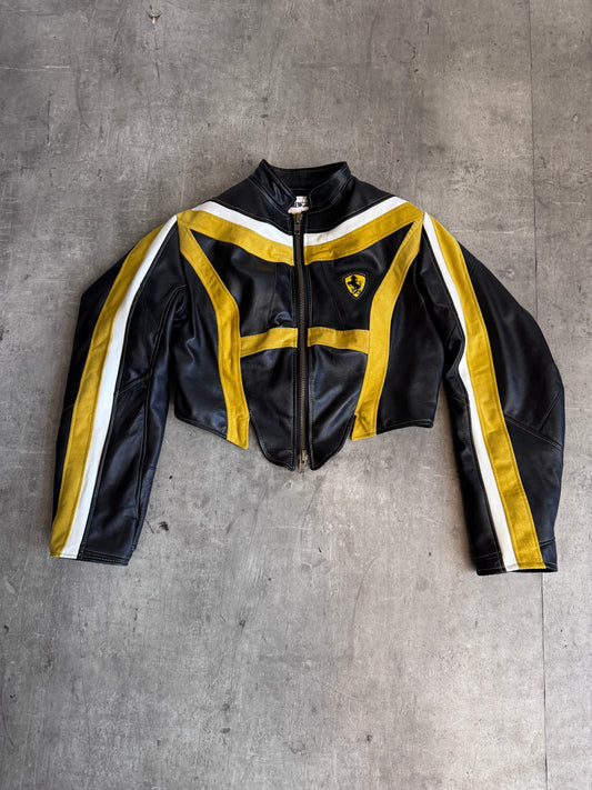 VT Rework: Ferrari Tri-Stripe Leather Moto Jacket