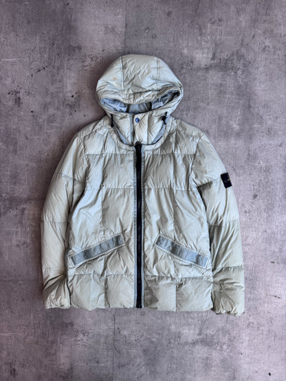 A/W 2019 Stone Island Pale Green Garment Dyed Crinkle Reps Down Jacket (Sold As Seen)