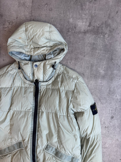 A/W 2019 Stone Island Pale Green Garment Dyed Crinkle Reps Down Jacket (Sold As Seen)