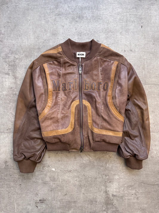 VT Rework : Marlboro Paneled Soft Leather Bomber Jacket