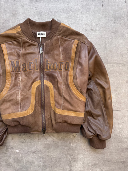 VT Rework : Marlboro Paneled Soft Leather Bomber Jacket
