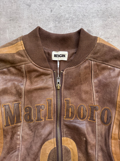 VT Rework : Marlboro Paneled Soft Leather Bomber Jacket