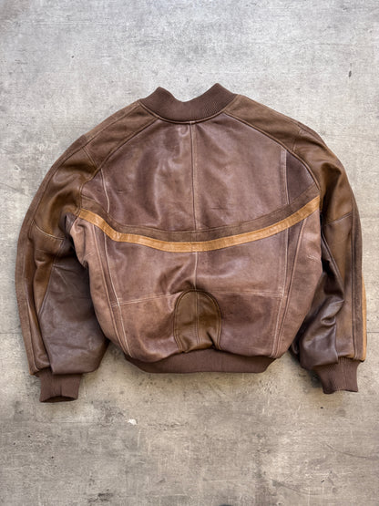 VT Rework : Marlboro Paneled Soft Leather Bomber Jacket