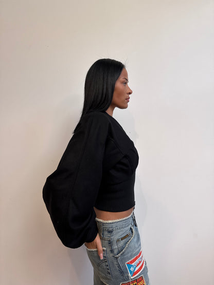 VT Rework: Custom Order - Ribbed Hem Balloon Sleeve Bomber Jacket