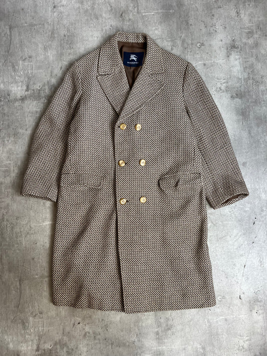 Burberry Brown Wool Woven Double Breasted Trench Coat