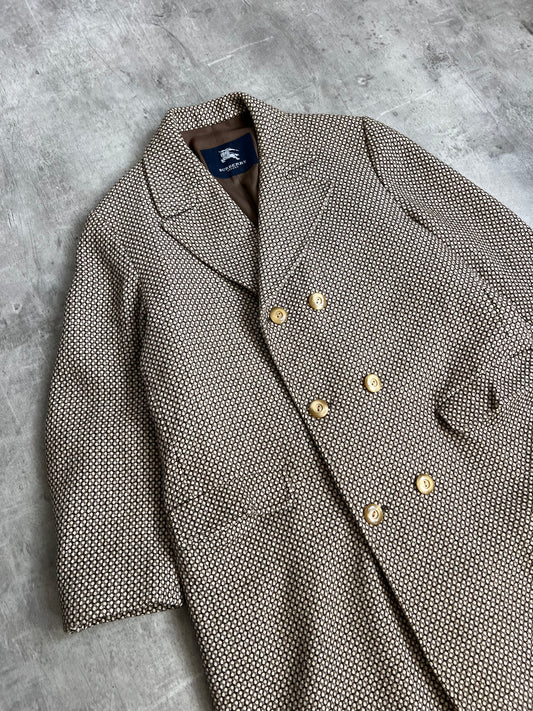 Burberry Brown Wool Woven Double Breasted Trench Coat