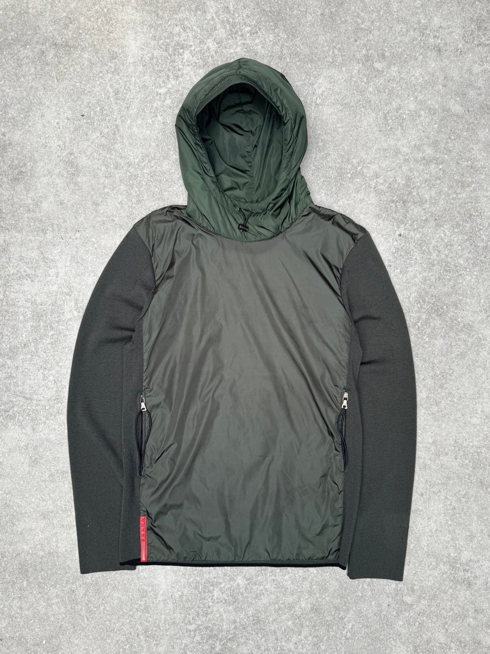 2003 Prada Nylon Panelled Metal Pull Knit Pullover