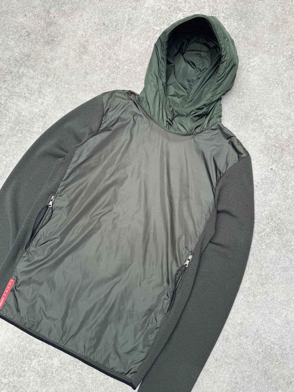 2003 Prada Nylon Panelled Metal Pull Knit Pullover