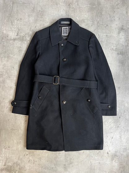 Christian Dior Houndstooth Lined Single Breasted Black Trench Coat