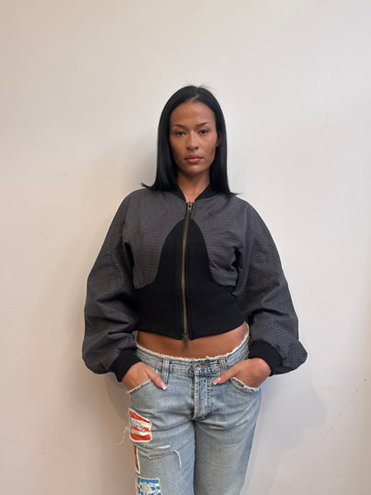 VT Rework: Custom Order - Ribbed Hem Balloon Sleeve Bomber Jacket