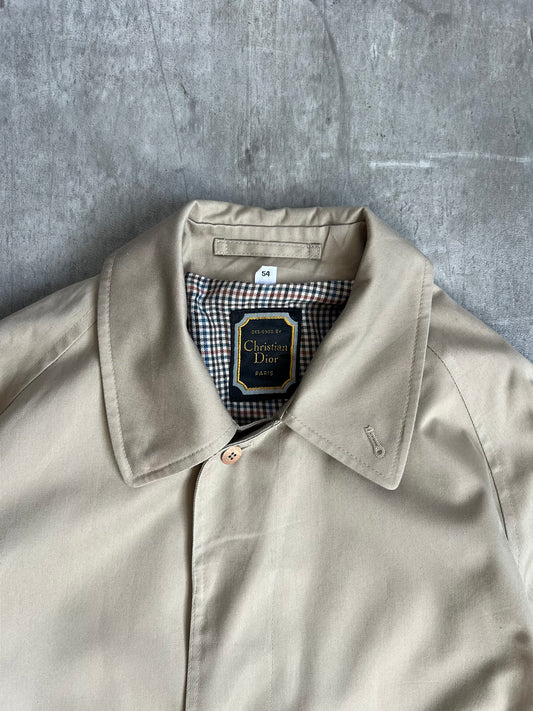 Christian Dior Plaid lined Single Breasted Cream Trench Coat