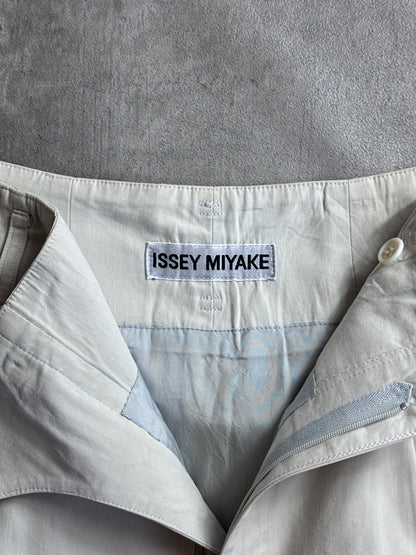 Issey Miyake Cream Tailored Satin Lined Midi Length Skirt