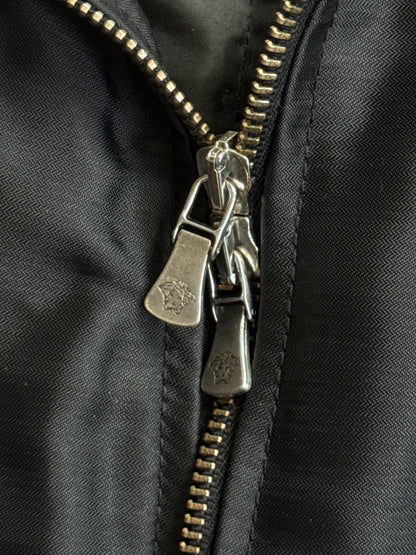 Versace Jeans Couture Rabbit Fur Lined Black Bomber Jacket