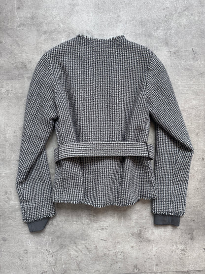 Prada Sport Houndstooth Tweed Belted Layered Blouson