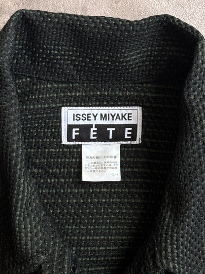 Issey Miyake Fete Green Two Tone Textured Button Down Field Jacket